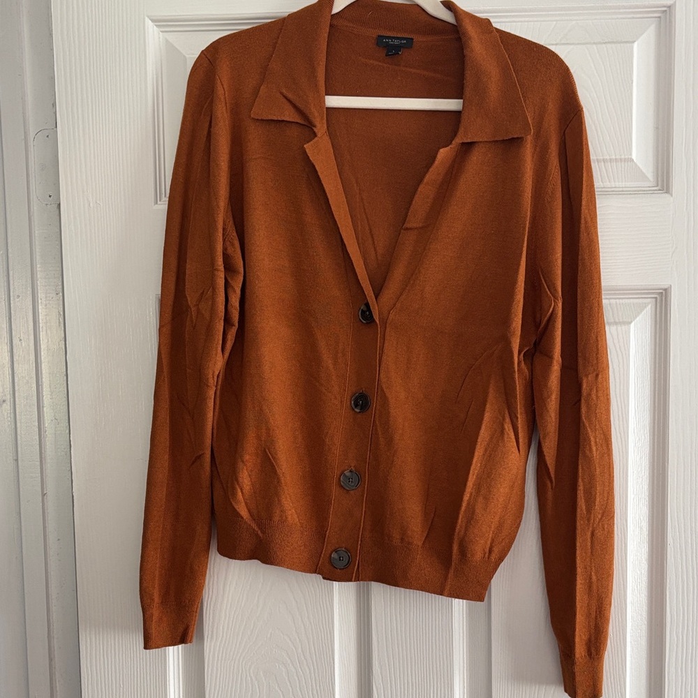 Ann Taylor Burnt Orange Cardigan Sweater